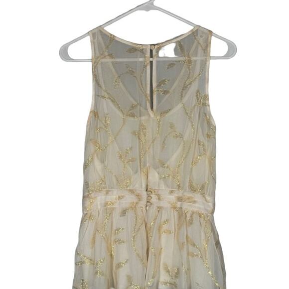 The Addison Story Anthro Cream & Gold Sleeveless Peplum Blouse Women Sz S - Picture 2 of 11